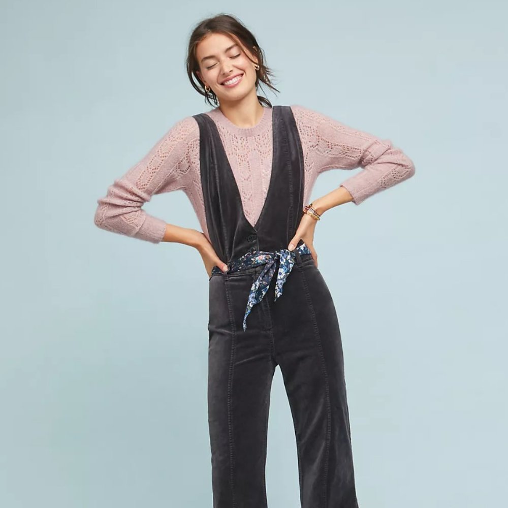 NWT Pilcro Anthropologie Velvet Overalls